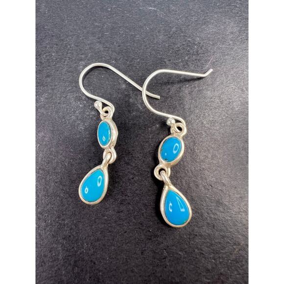 NEW sterling silver turquoise dangle earrings - Picture 1 of 11